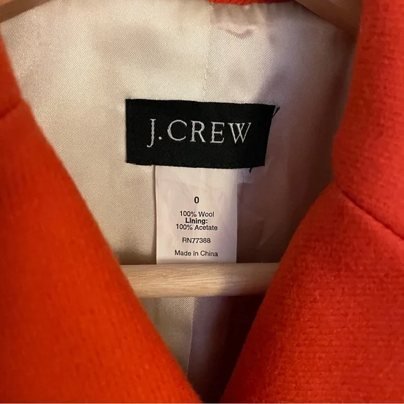 J. Crew Military Oxford Wool Blazer in Bright Flame in Size 0 - Picture 6 of 12